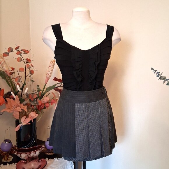 NWT DEPT Pleated Gray Mini High Waist Short Skirt Women’s Fall Winter Skirts - Picture 11 of 12